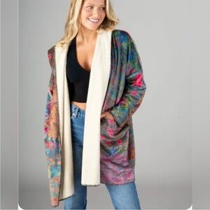 New Natural Life Cozy Blanket Kimono Vintage Rose Patchwork Size S/M